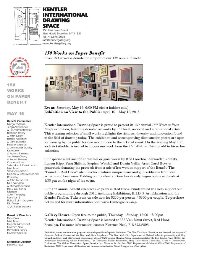 100 Works on Paper Benefit Exhibition, 2015