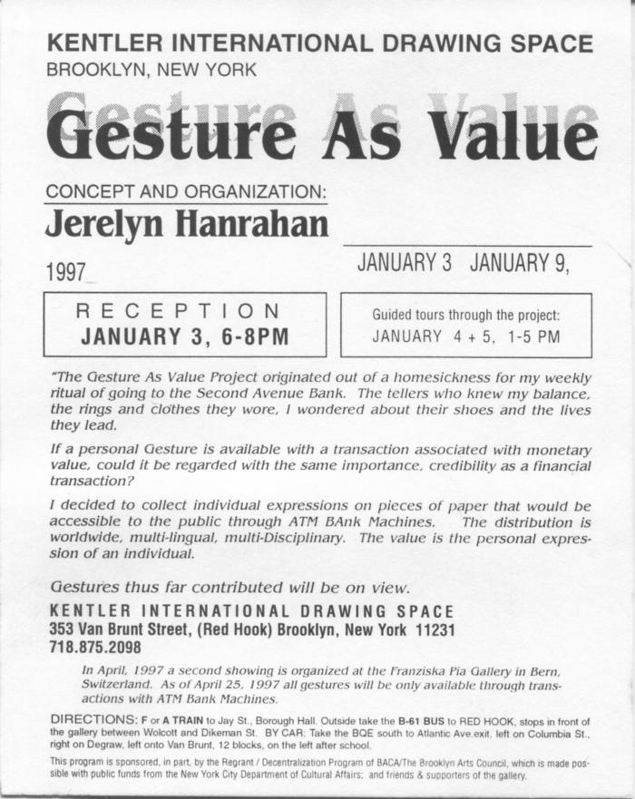 Jeralyn Hanrahan, Gesture as Value