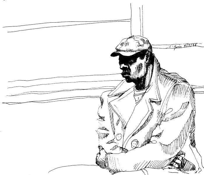 Subway Riders: Man Resting with Folded Arms & Cap